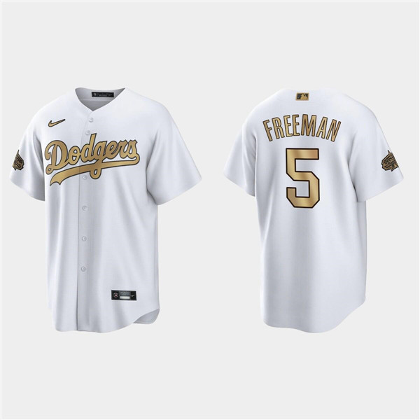 Men's Los Angeles Dodgers #5 Freddie Freeman White 2022 All-Star Cool Base Stitched Baseball Jersey